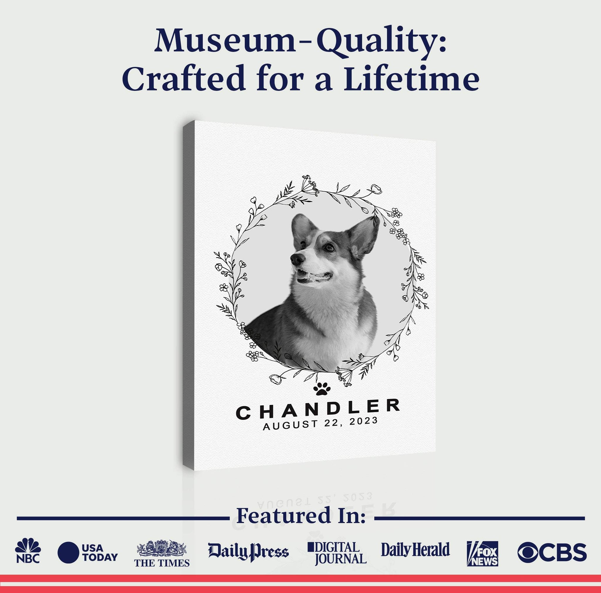 Pet Memorial Portrait Monochrome Sign - Tailored Canvases - Flyclothing LLC