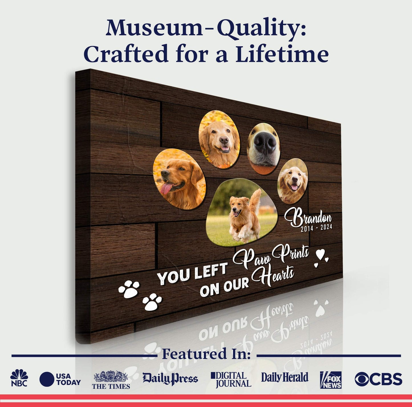 Pet Memorial Sign You Left Paw Prints On Our Hearts - Tailored Canvases - Flyclothing LLC