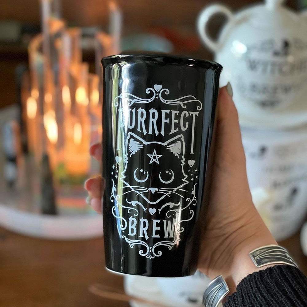 Purrfect Brew Double Walled Travel Mug - Alchemy of England - Flyclothing LLC