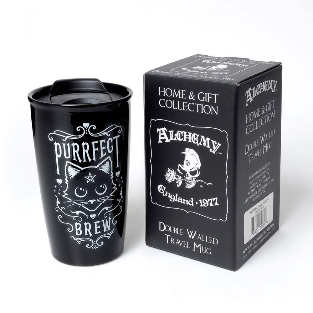 Purrfect Brew Double Walled Travel Mug - Alchemy of England - Flyclothing LLC