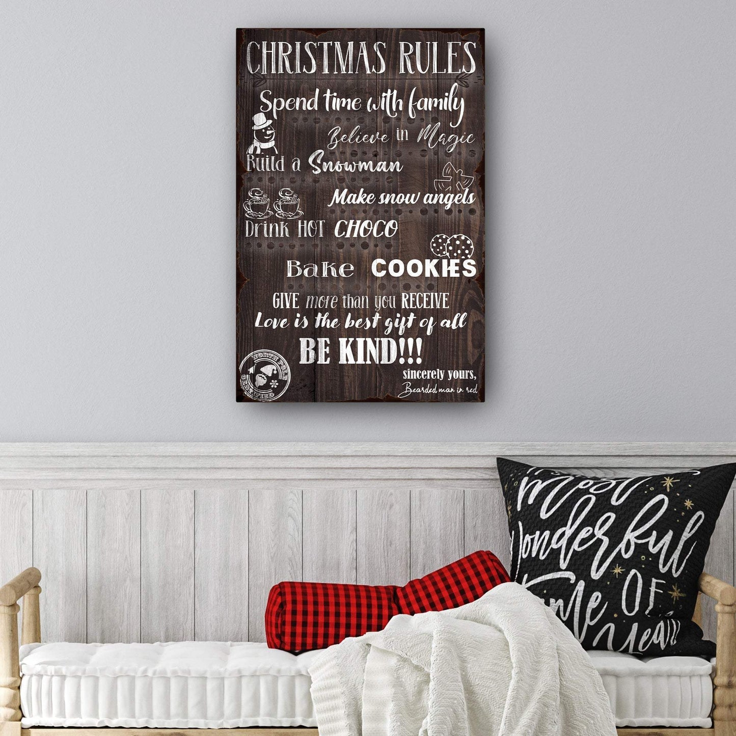 Christmas Rules Sign - Tailored Canvases - Flyclothing LLC