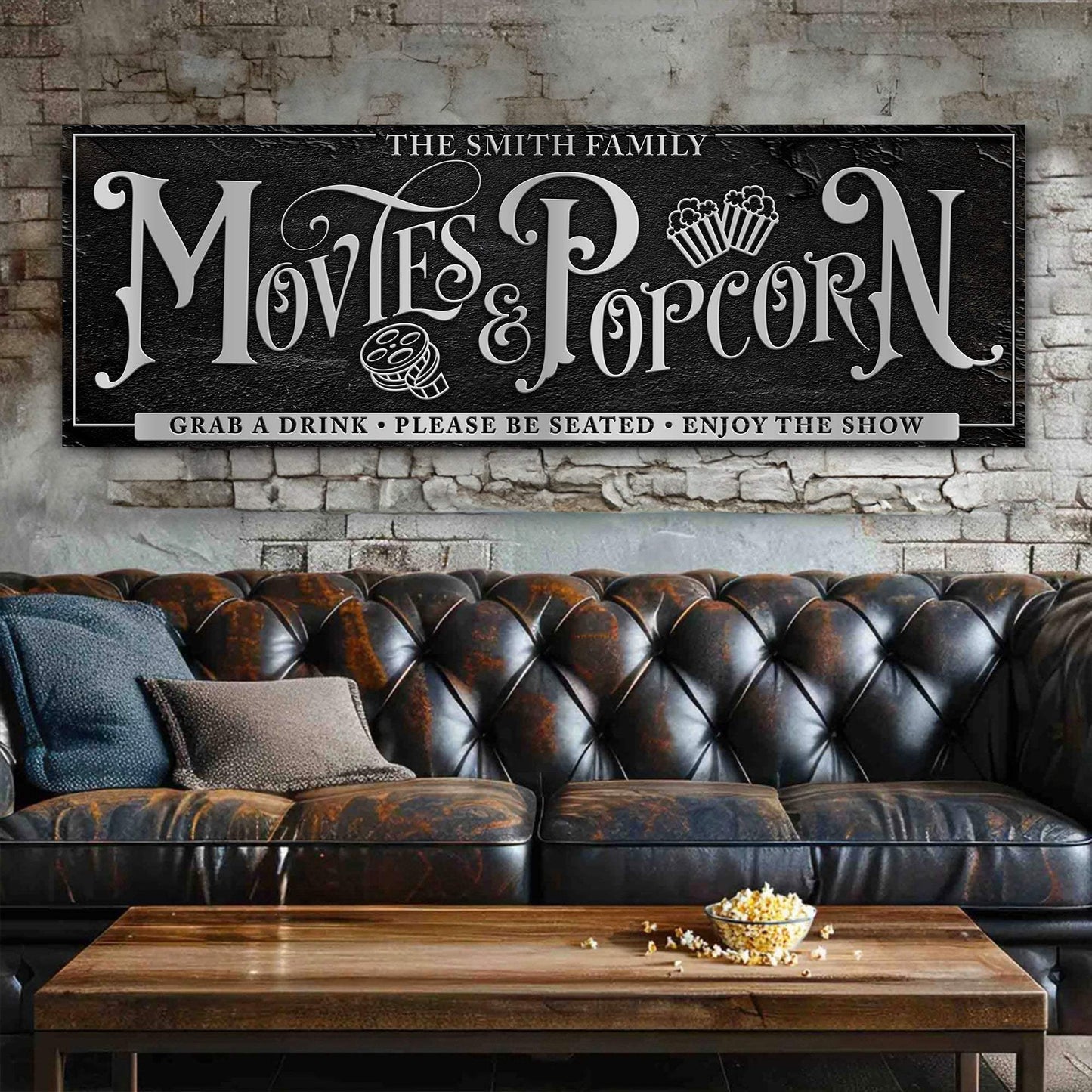 Personalized Movies & Popcorn Sign - Tailored Canvases - Flyclothing LLC