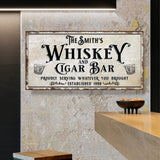 Personalized Whiskey and Cigar Bar Sign - Tailored Canvases - Flyclothing LLC