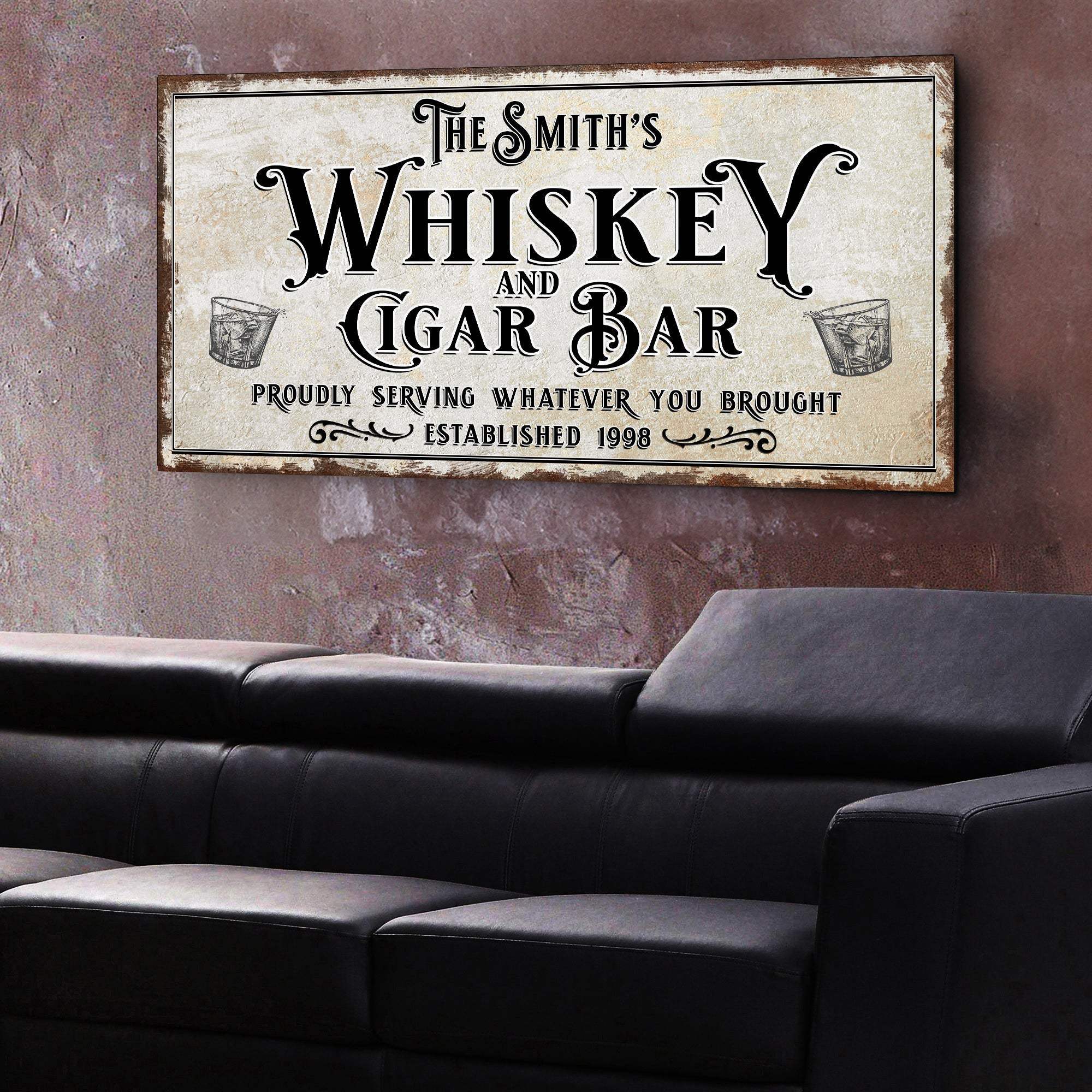 Personalized Whiskey and Cigar Bar Sign - Tailored Canvases - Flyclothing LLC