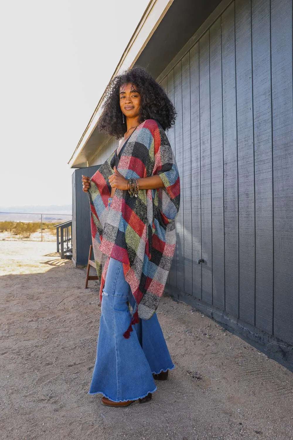 Multi-color Buffalo Checkered Kimono - Boho Clothing and Accessories - Flyclothing LLC