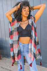Multi-color Buffalo Checkered Kimono - Boho Clothing and Accessories - Flyclothing LLC