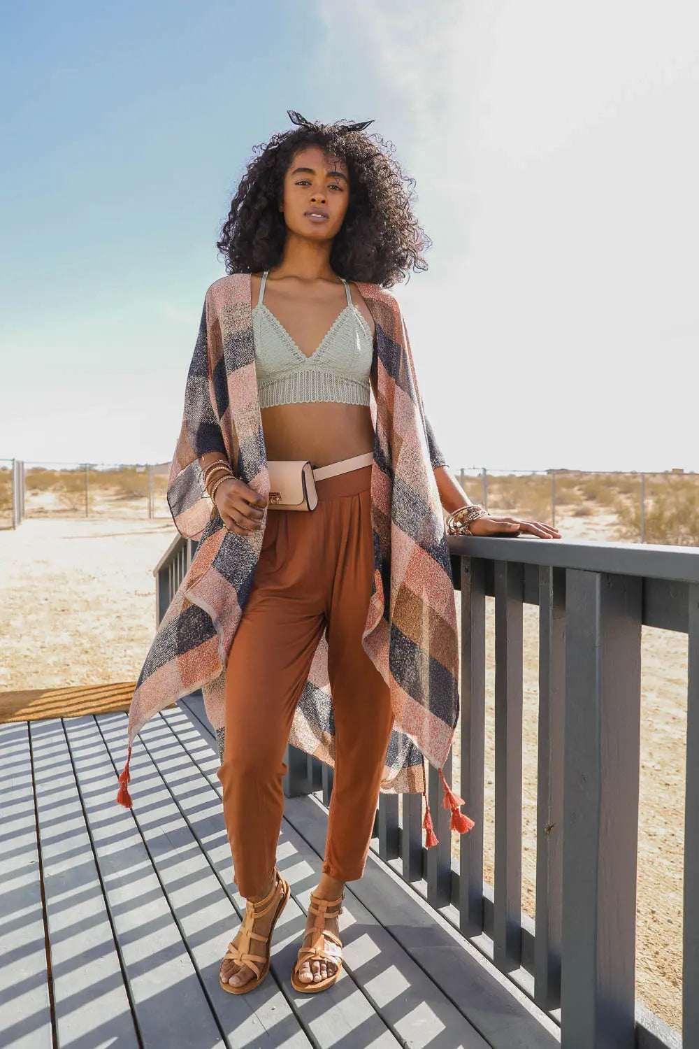 Multi-color Buffalo Checkered Kimono - Boho Clothing and Accessories - Flyclothing LLC