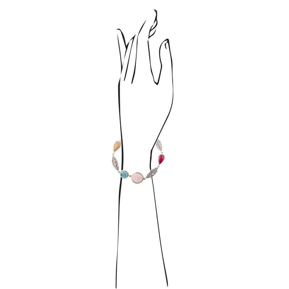 Multi Stone and Sterling Leaf Bracelet - Barse Jewelry - Flyclothing LLC