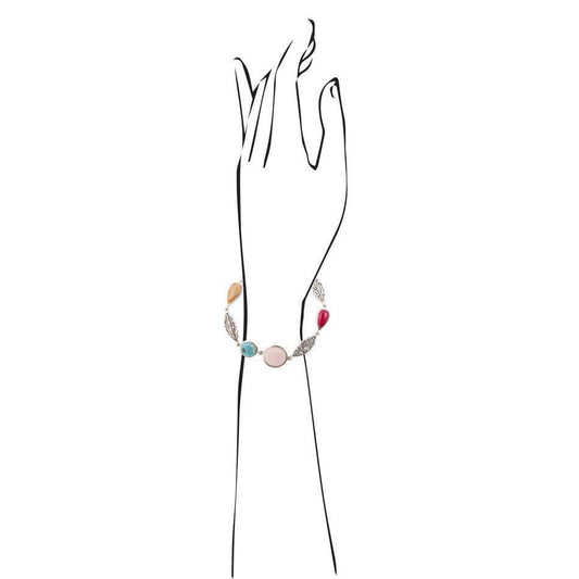 Multi Stone and Sterling Leaf Bracelet - Barse Jewelry - Flyclothing LLC