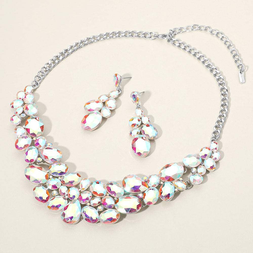 Multi Stone Bubble Cluster Evening Necklace - Madeline Love - Flyclothing LLC