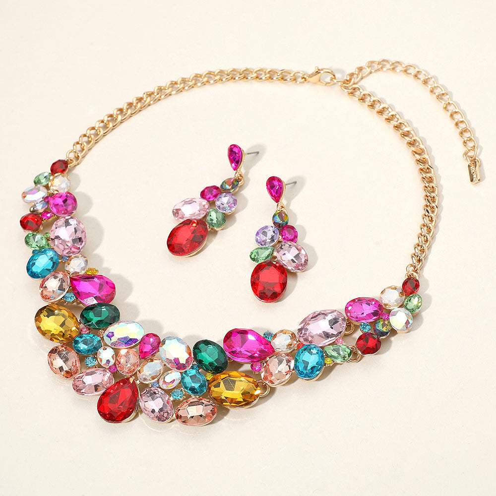 Multi Stone Bubble Cluster Evening Necklace - Madeline Love - Flyclothing LLC