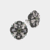 Multi Stone Floral Clip on Evening Earrings - Madeline Love - Flyclothing LLC