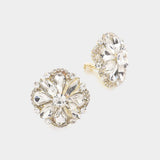 Multi Stone Floral Clip on Evening Earrings - Madeline Love - Flyclothing LLC