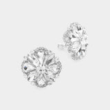 Multi Stone Floral Clip on Evening Earrings - Madeline Love - Flyclothing LLC