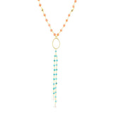 Multi Stone Orange Coral Golden Y-Neck - Barse Jewelry
