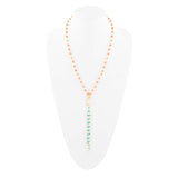 Multi Stone Orange Coral Golden Y-Neck