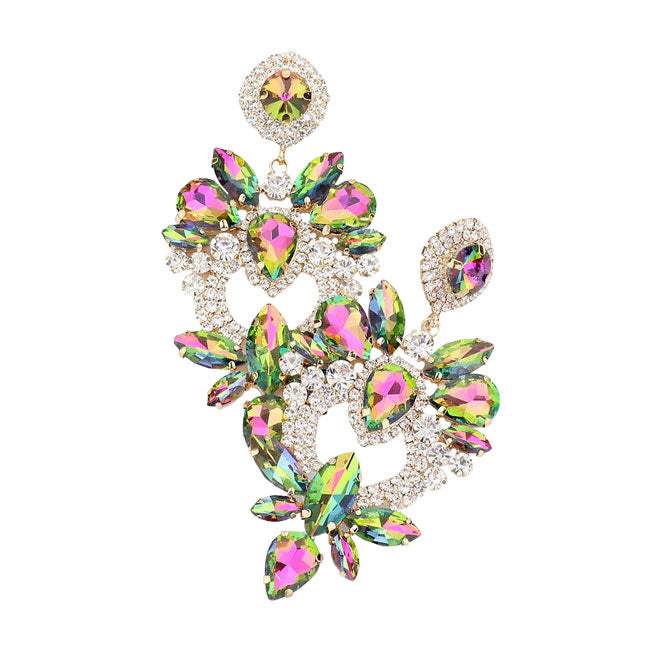 Multi Stone Statement Dangle Evening Earrings - Madeline Love - Flyclothing LLC