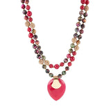 Jeweled Multi-Color Tiger's Eye and Rasberry Quartz Pendant Golden Necklace - Barse Jewelry - Flyclothing LLC
