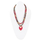 Jeweled Multi-Color Tiger's Eye and Rasberry Quartz Pendant Golden Necklace - Barse Jewelry - Flyclothing LLC