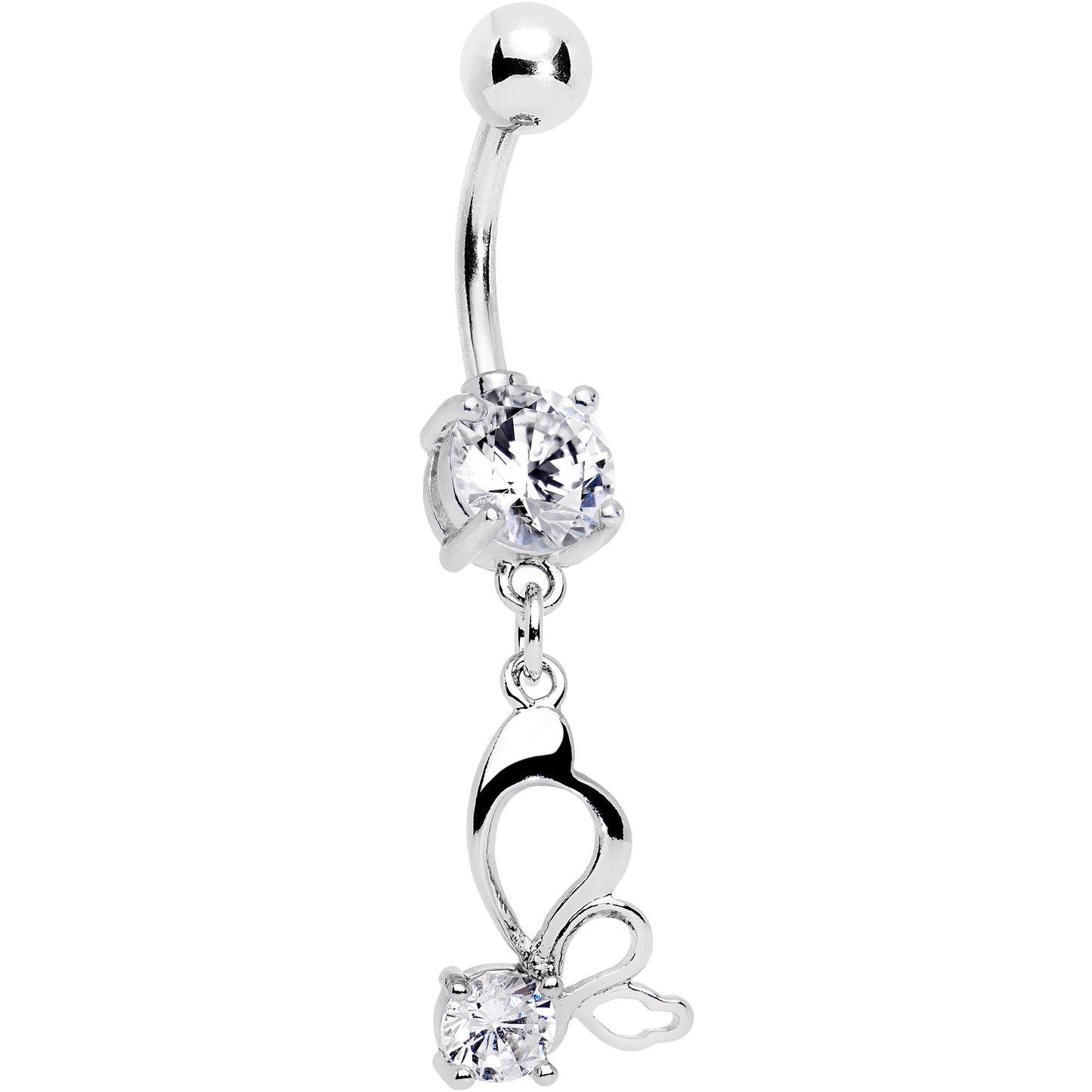 Clear CZ Gem Surreal Butterfly Dangle Belly Ring - BodyCandy - Flyclothing LLC