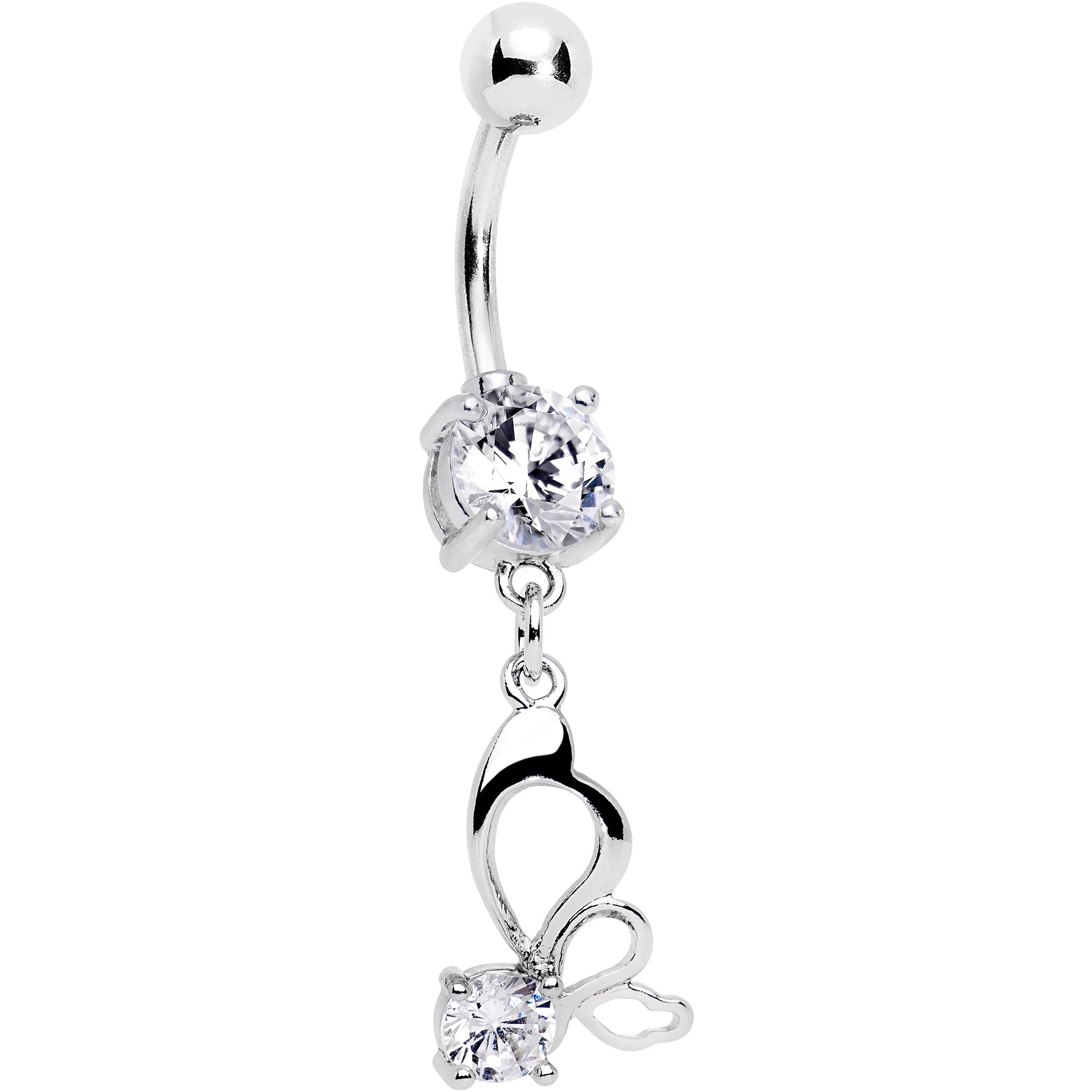 Clear CZ Gem Surreal Butterfly Dangle Belly Ring - BodyCandy - Flyclothing LLC