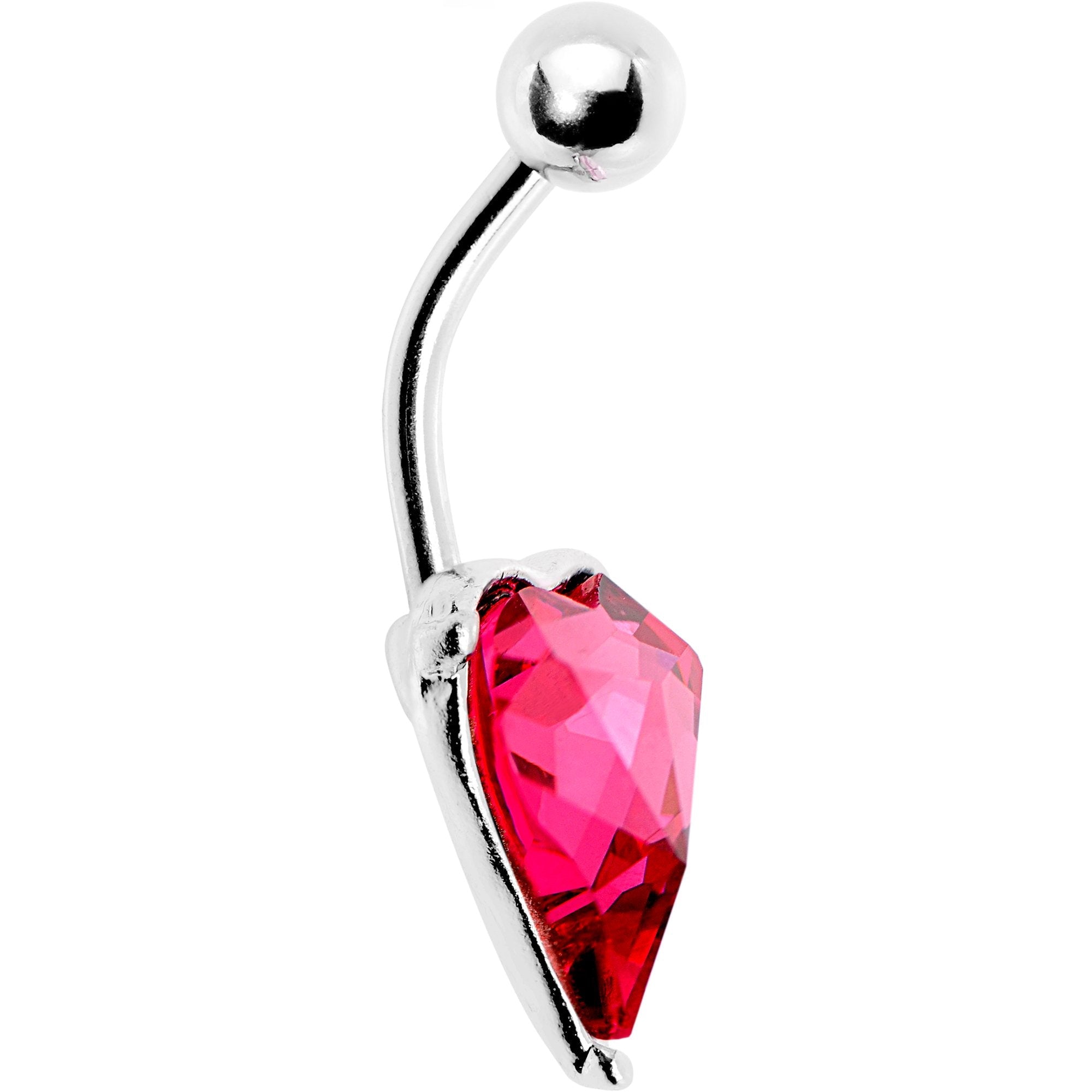 Red Gem Huge Heart Belly Ring - BodyCandy - Flyclothing LLC