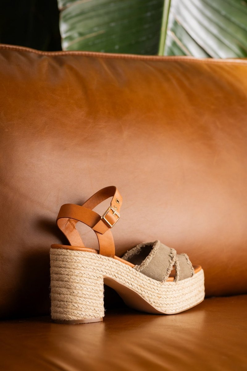 Nana Platform Sandals in Khaki - Naughty Monkey