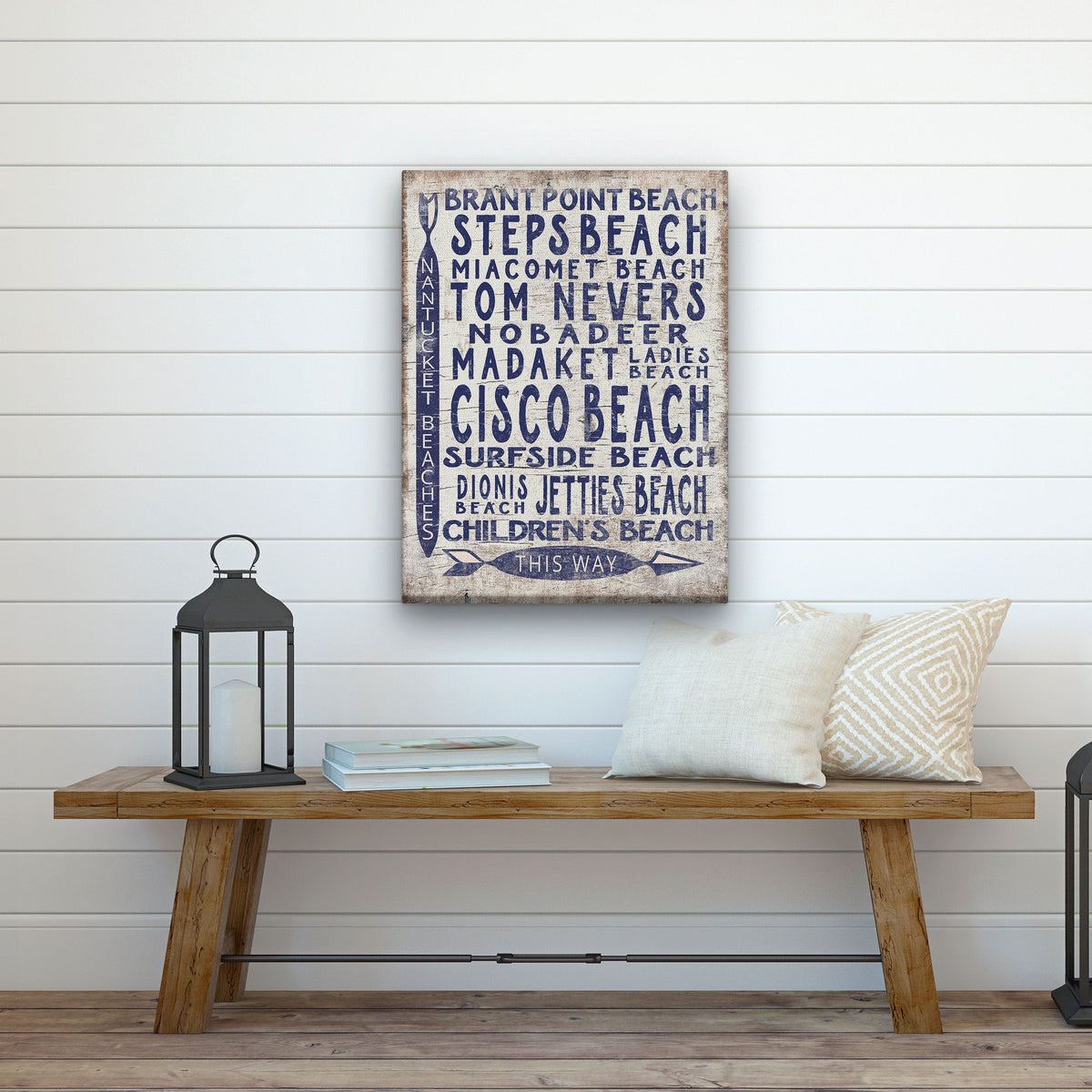 Vintage Nantucket Beaches Sign | Cisco Steps Madaket Surfside Beaches - Off The Square Designs - Flyclothing LLC