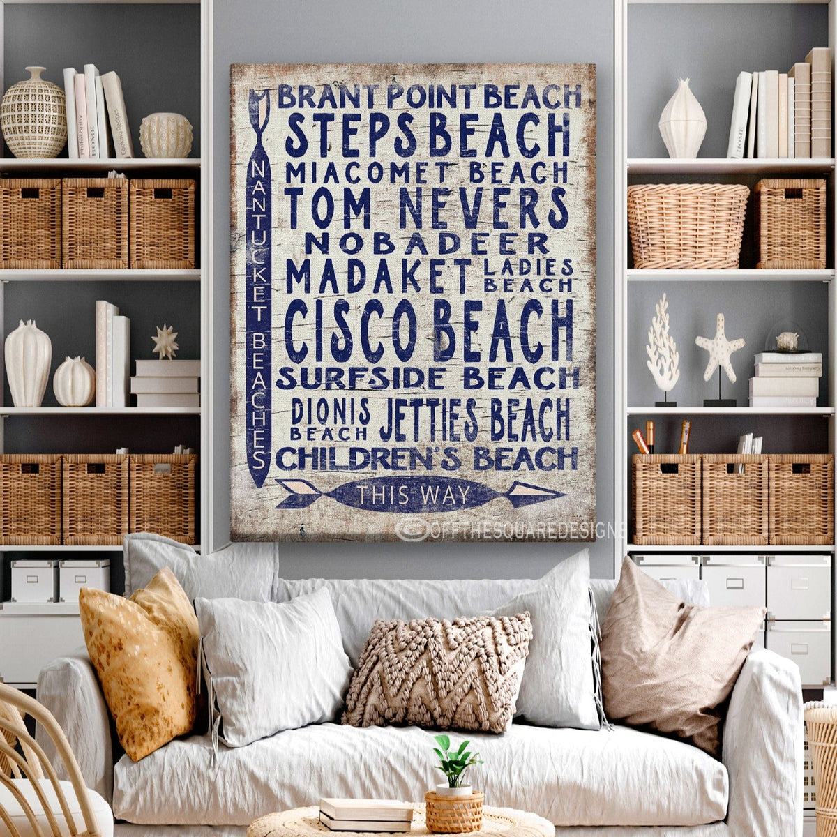Vintage Nantucket Beaches Sign | Cisco Steps Madaket Surfside Beaches - Off The Square Designs - Flyclothing LLC