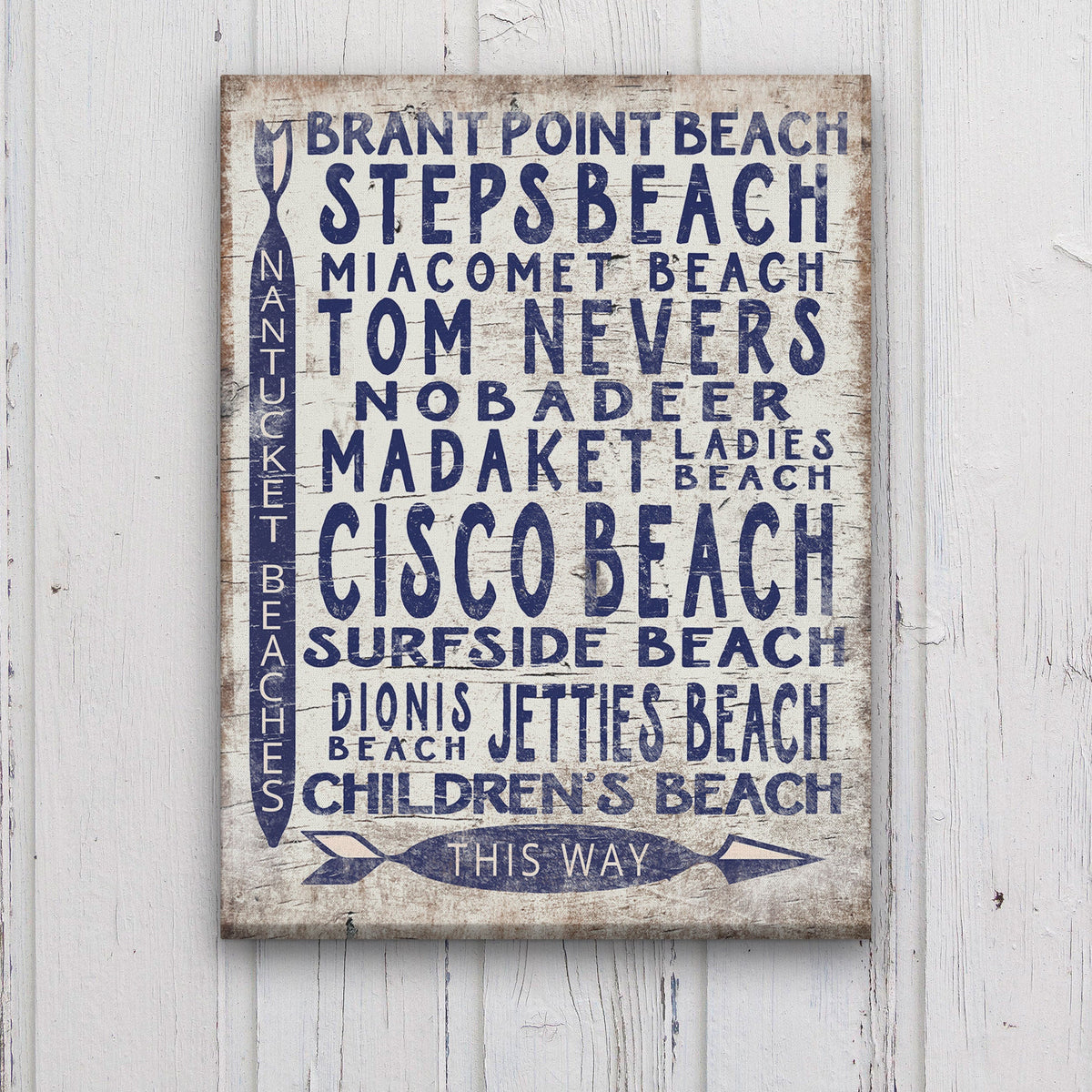 Vintage Nantucket Beaches Sign | Cisco Steps Madaket Surfside Beaches - Off The Square Designs - Flyclothing LLC
