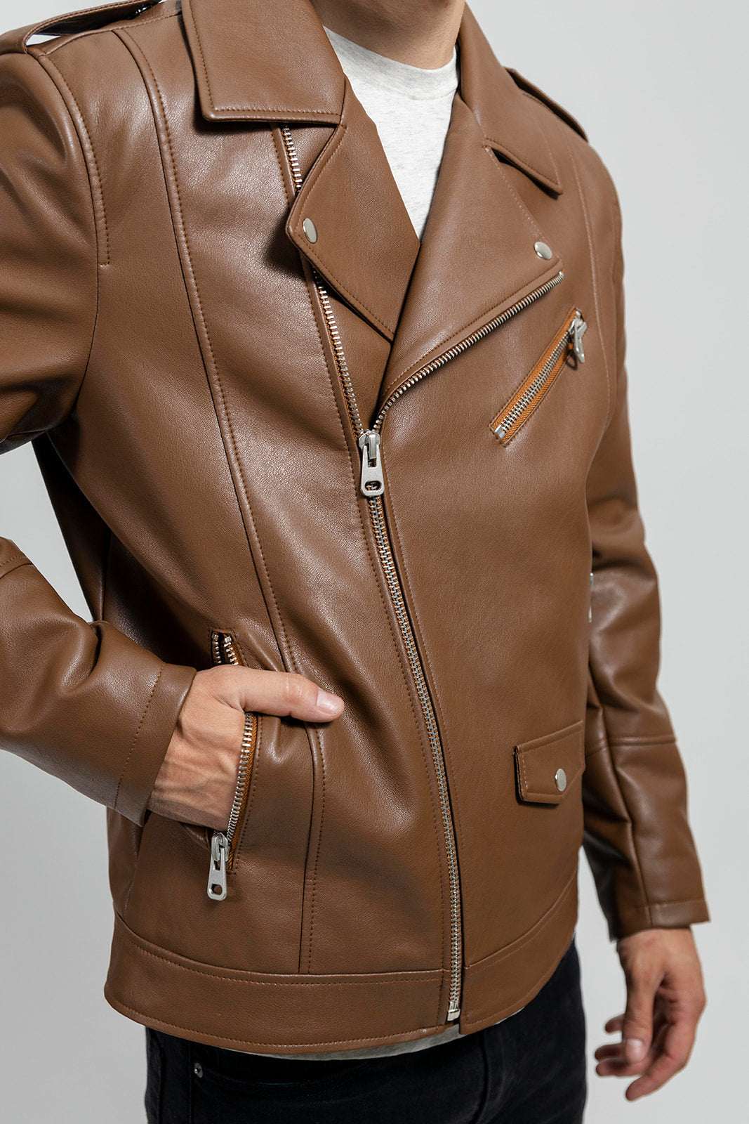 Nash Men's Faux Leather Motorcycle Jacket - Whet Blu NYC - Flyclothing LLC