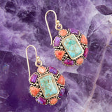 Native Color Multi-Stone Blue Turquoise Golden Drop Earrings - Barse Jewelry