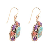 Native Color Multi-Stone Blue Turquoise Golden Drop Earrings - Barse Jewelry