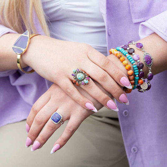 Native Color Turquoise Multi Stone Ring - Barse Jewelry - Flyclothing LLC