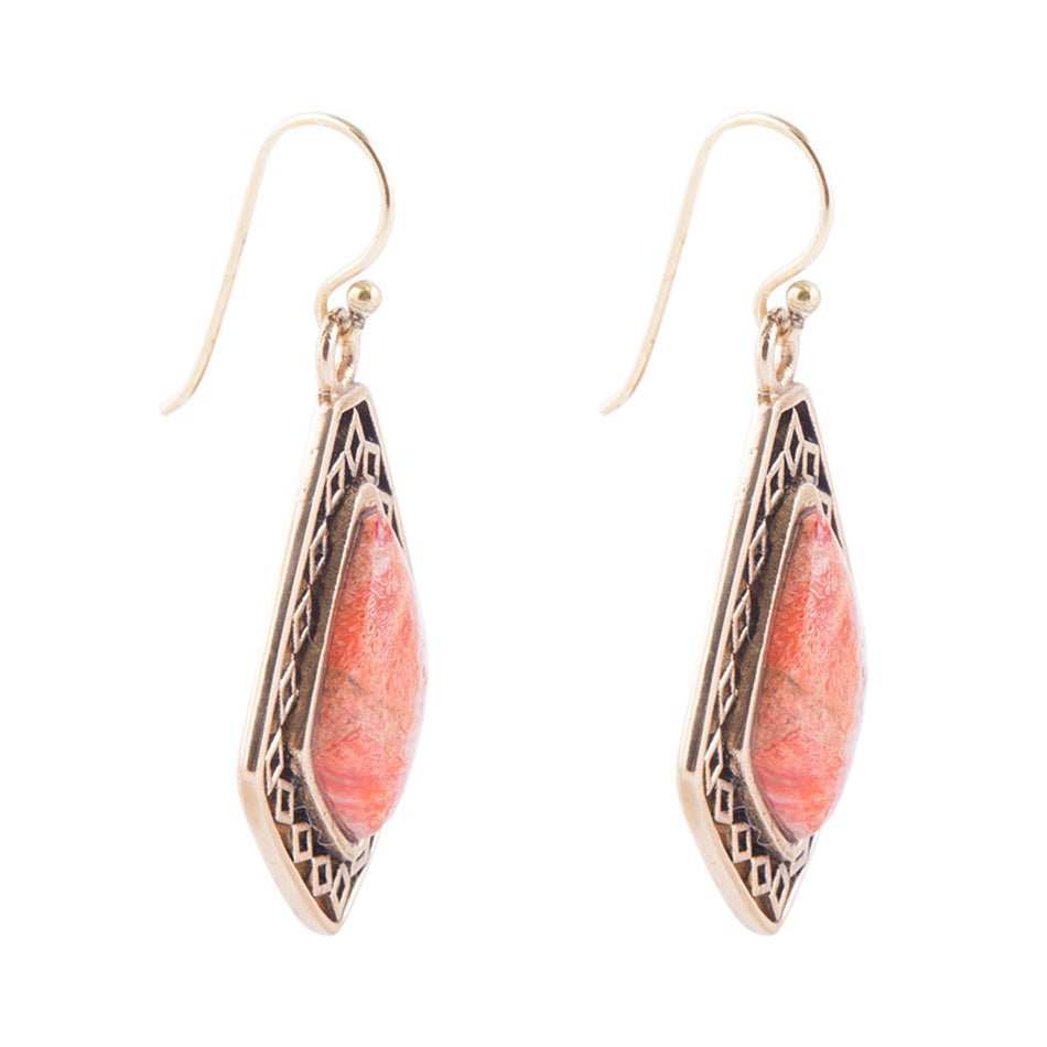 Native Vibe Orange Sponge Coral Arrow Earrings - Barse Jewelry - Flyclothing LLC