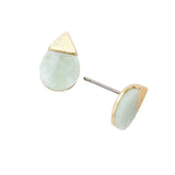 Natural Stone Accented Teardrop Detail Stud Earrings - Madeline Love - Flyclothing LLC