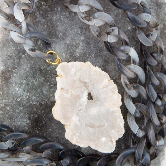 Natural White Druzy Marbled Resin Necklace - Barse Jewelry - Flyclothing LLC
