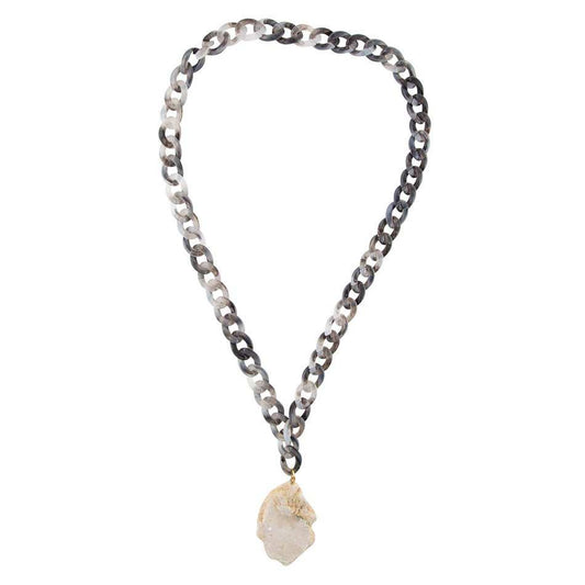 Natural White Druzy Marbled Resin Necklace - Barse Jewelry - Flyclothing LLC