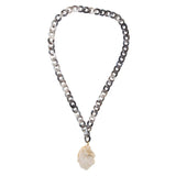 Natural White Druzy Marbled Resin Necklace - Barse Jewelry