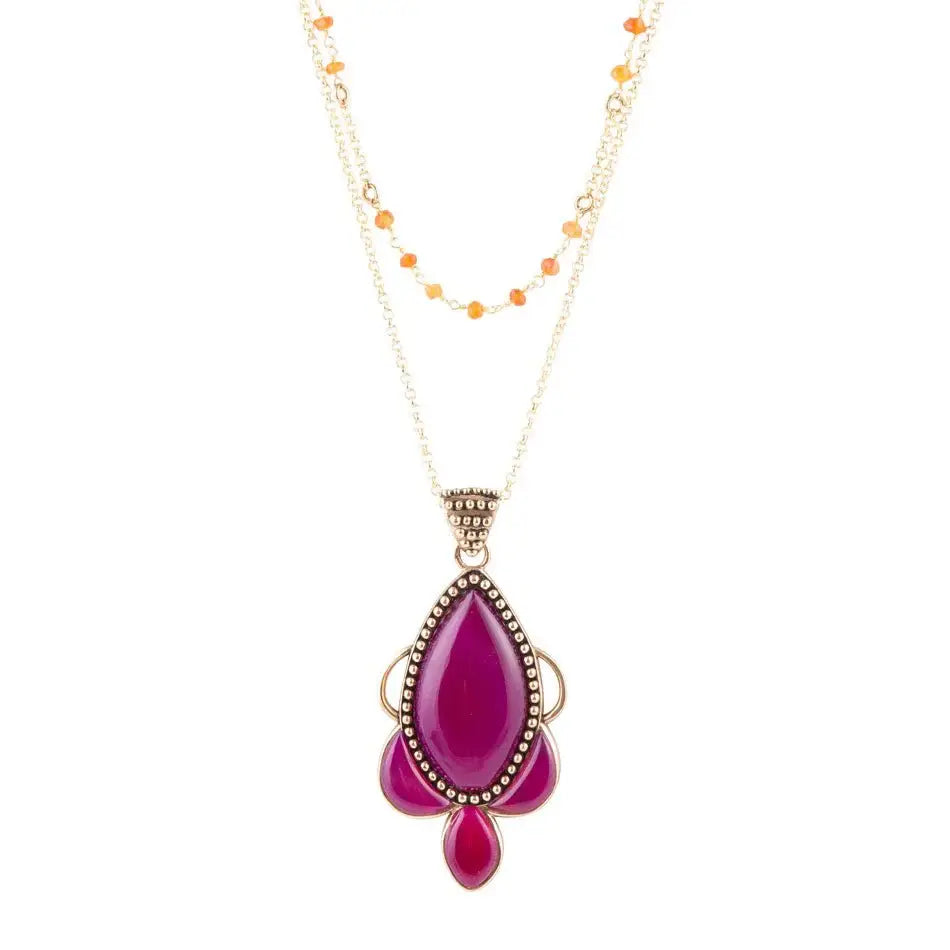 Neims Pink Carnelian Golden Pendant Necklace - Barse Jewelry - Flyclothing LLC