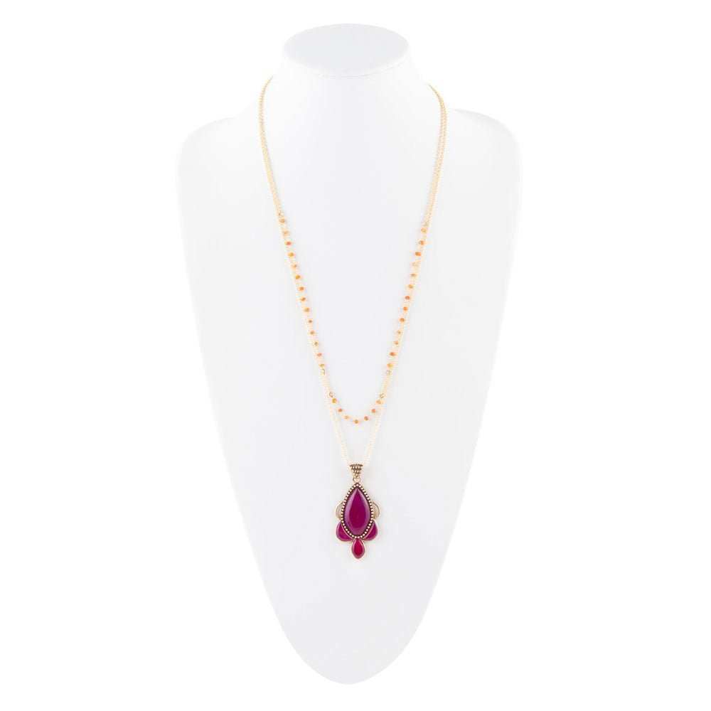 Neims Pink Carnelian Golden Pendant Necklace - Barse Jewelry - Flyclothing LLC