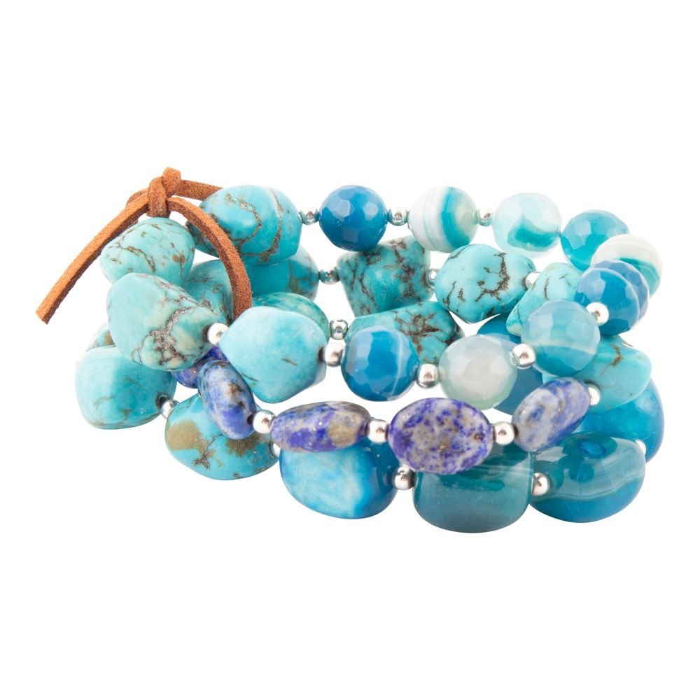 New Haven Blue Turquoise Sterling Silver Bracelet Set - Barse Jewelry