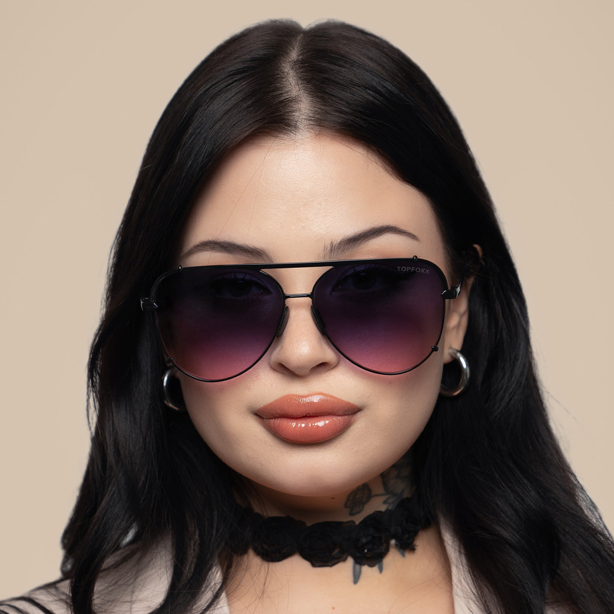 Cristina - Tangle Free - Faded Purple & Pink Aviator Sunglasses - TopFoxx - Flyclothing LLC