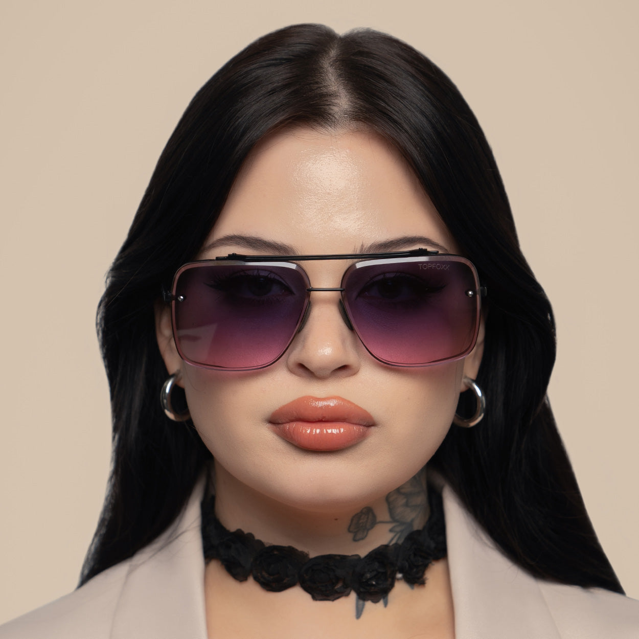 Bella Faded Purple and Pink - Tangle Free Aviator Sunglasses - TopFoxx - Flyclothing LLC