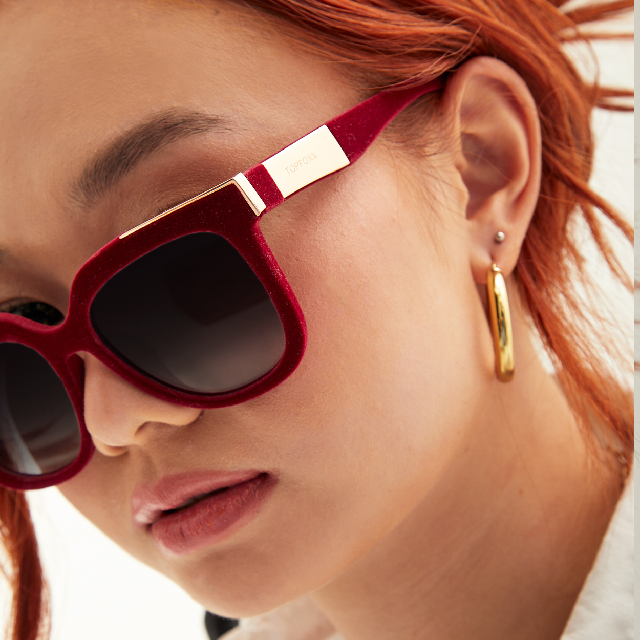 Coco - Red Velvet Frame Black Lens Wayfarer Sunglasses - TopFoxx - Flyclothing LLC