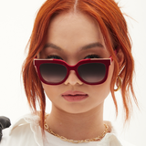Coco - Red Velvet Frame Black Lens Wayfarer Sunglasses - TopFoxx - Flyclothing LLC