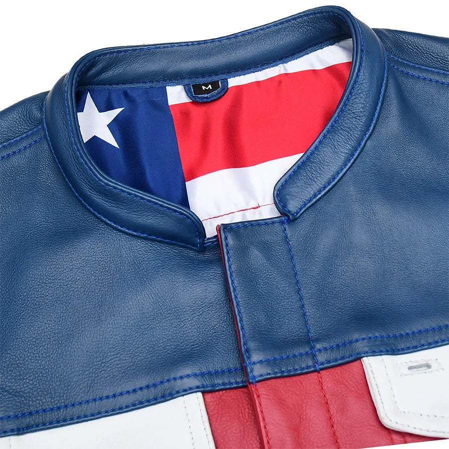 Patriot Rebel Men's Motorcycle Leather Vest - First Manufacturing Company - Flyclothing LLC