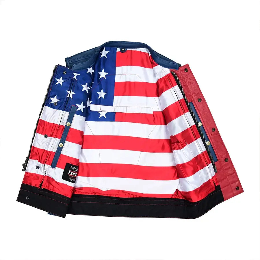 Patriot Rebel Men's Motorcycle Leather Vest - First Manufacturing Company - Flyclothing LLC