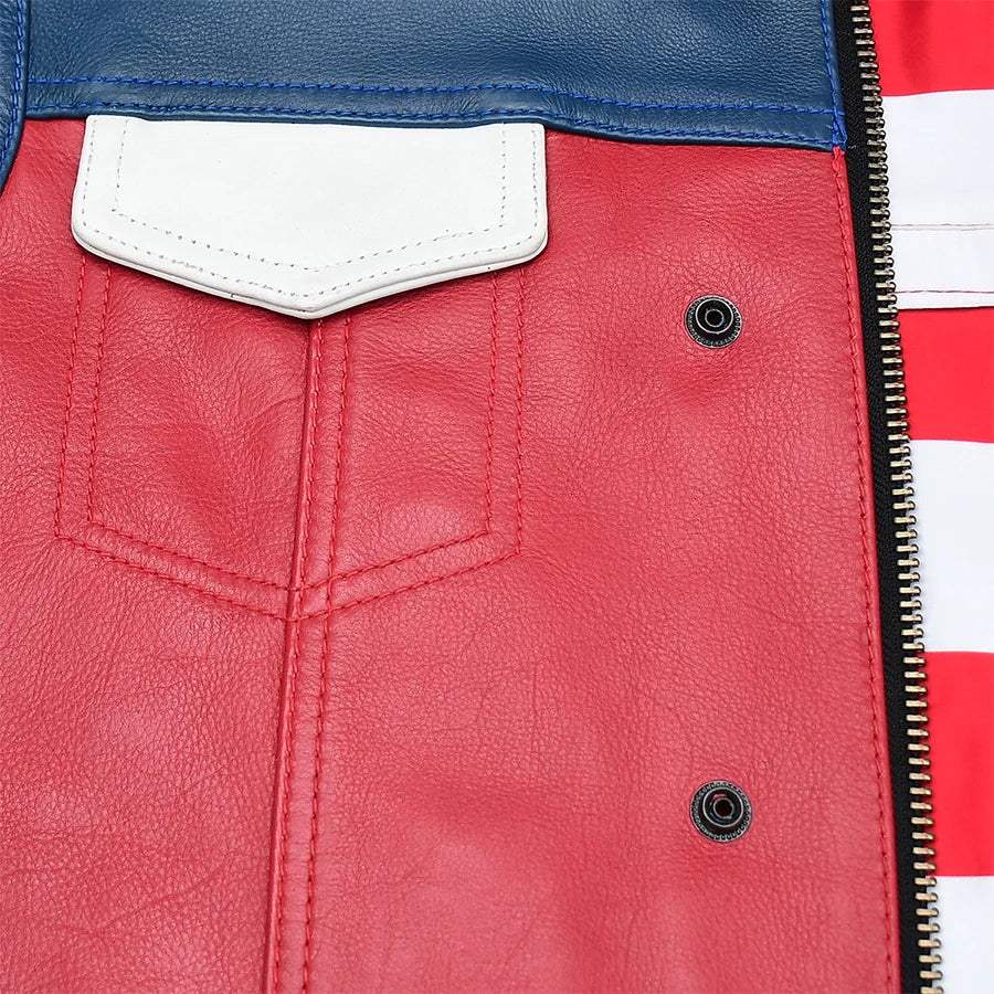 Patriot Rebel Men's Motorcycle Leather Vest - First Manufacturing Company - Flyclothing LLC