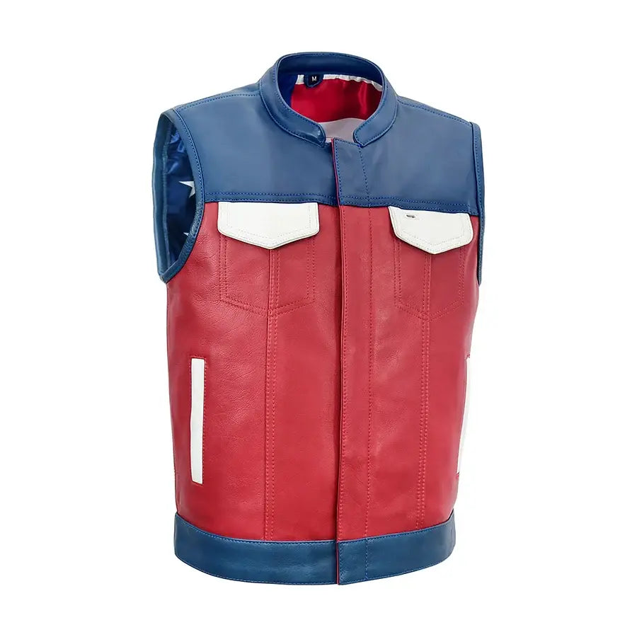 Patriot Rebel Men's Motorcycle Leather Vest - First Manufacturing Company - Flyclothing LLC
